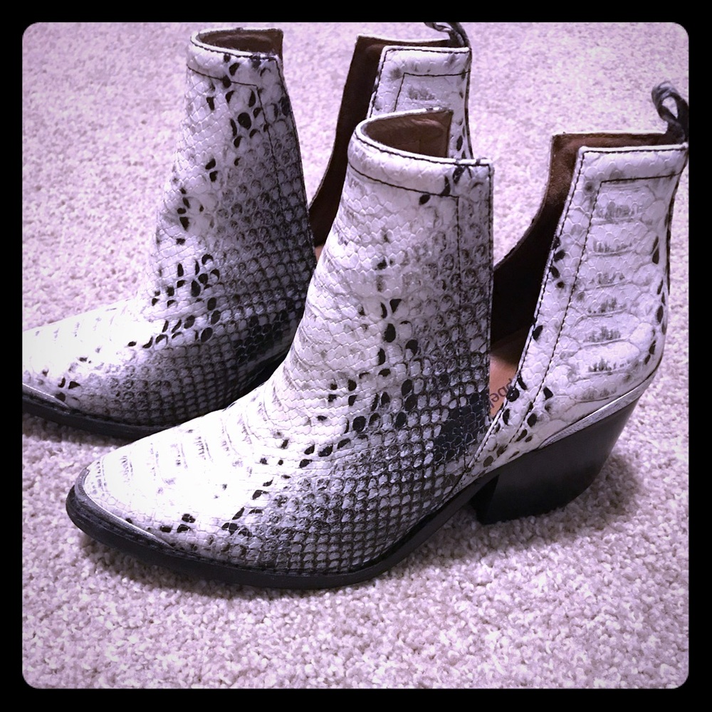 JEFFREY CAMPBELL Zebra Steel Toe Booties